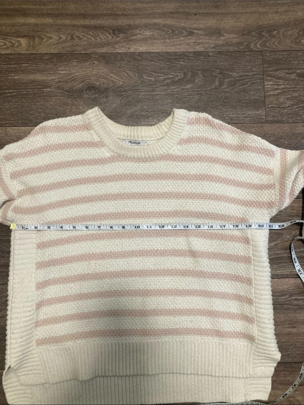 Madewell Cream and Blush Striped Crewneck Sweater size small - Picture 9 of 10